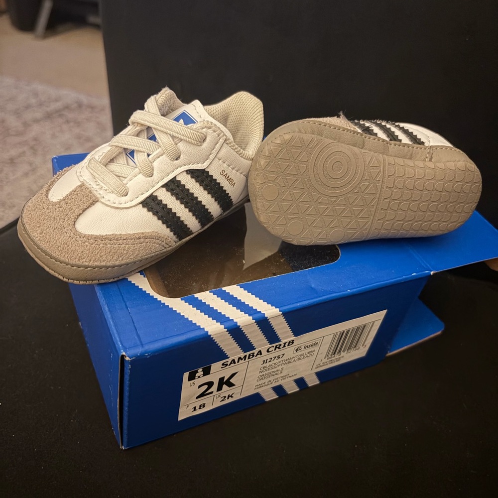 Adidas Kids Samba Crib Sneakers - White, Black, and Tan